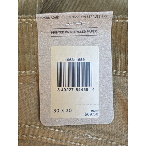 NWT Levis 314 Shaping Straight Corduroy Pants Mid Rise Beige Womens 30 x 30 - Picture 7 of 10